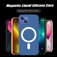 For iPhone 14 13 11 Pro Max Magnetic Wireless Charging Cover on iPhone 12 13 XR XS 7 8 14 Plus Liquid Silicone Case For Magsafe
