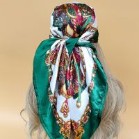 【CC】▧✐⊙  2023 Luxury 90X90CM Silk Hijab The Four Seasons Beach Scarves Design Headscarf New Fashion Shawls