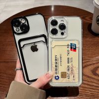 เคสซิลิโคนสำหรับ IPhone 13 11 12 14 Pro Max 14 Plus XR XS X 7 8 SE กระเป๋าใส่บัตรโทรศัพท์แว่นเลนส์ใสแฟชั่น Iphone เคสป้องกันลายนิ้วมือกันรอยขีดข่วนผ้าคลุมกันฝุ่น