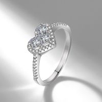 [COD] JZ211 Innovative independent womens simulation diamond ring creative heart-shaped square group full gold-plated