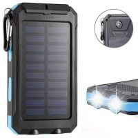 Factory Price Waterproof Portable Ultra Thin Dual Usb 10000MAH Wild Survival Compass Solar Power Bank With LED Light