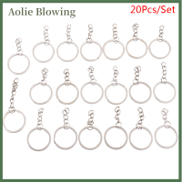 Aolie 20ชิ้น/ล็อต28mm ความยาว Key Gold Silver CHAIN พวงกุญแจกลม