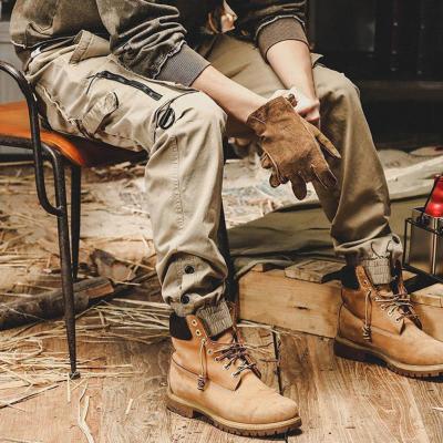 Men Casual Cargo Pants Camo Navy Trousers Multi Pockets Hip Hop Pants Slacks Shrinkable Cuffs Long Trousers Military Cargo Pants