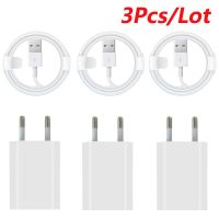 3pcs/lot EU Plug USB Charger For iPhone 13 12 11 Pro MAX USB Charging Cable For iPhone 8 7 6 5S SE 2020 Travel Charger Adapter