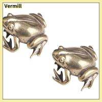 VERMILL 2 pcs กบกบ กบตกแต่งโต๊ะ ทองเหลืองเบิ้ล สีทองทอง กบตกแต่งบ้าน สวยงามสวยงาม รูปปั้นสัตว์ทองเหลือง บ้านในบ้าน