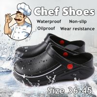 ร้อน, ร้อน★36-45 Unisex Men and Women Chef Shoes Work Shoes Waterproof Non-slip Oil-proof Kitchen Shoes Casual Slip-Ons