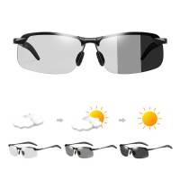 New Aluminum Rimless Photochromic Sunglasses Men Polarized Day Night Driving Glasses Chameleon Anti-Glare gafas de sol hombre