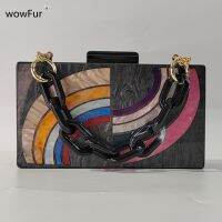 【YD】 With Colorful Patchwork Flap Shoulder Clutches Evening Purse