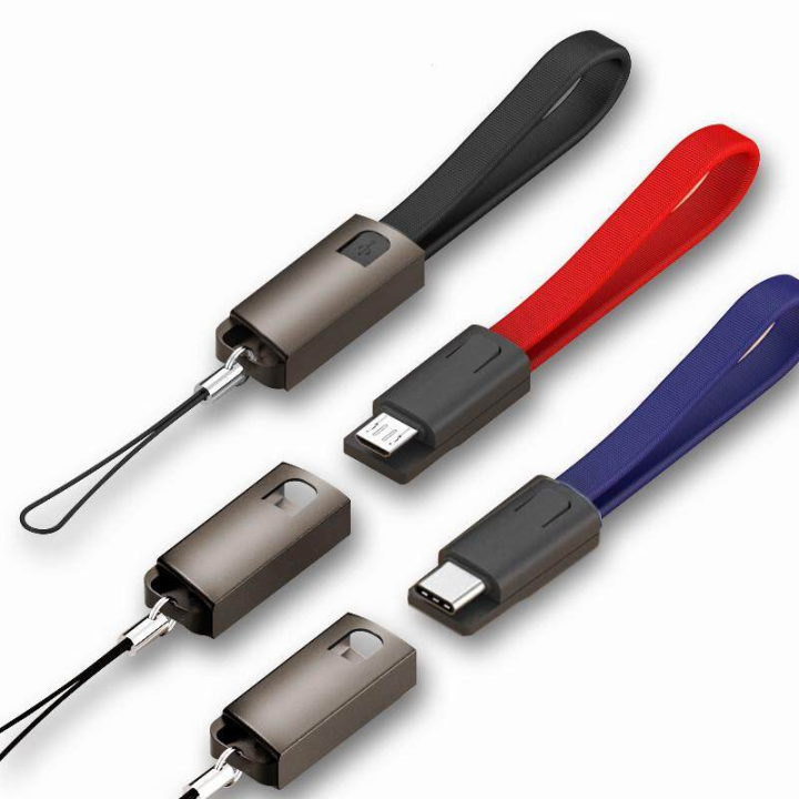2.4A Protable Key Chain Micro USB TypeC Data Charge Cable For iPhone