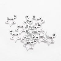 50 pc Tibetan Style Alloy Charms Star Christmas Antique Silver Lead Free &amp; Cadmium Free 14x10x2mm Hole: 1.5mm