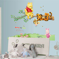 2021Winnie The Pooh On Tree Wall Stickers For Kids Bedroom Decoration Cartoon Animals Wall Mural Art Diy Home Decals Poster