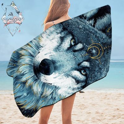 ﺴ△ BeddingOutlet Wolf Bath Towel Bathroom Microfiber Large Beach Towels Native Tribal Animal Watercolor Shower Towel 75x150cm