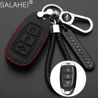 ✐ Leather Car Key Case Keychain For Hyundai Fista Lafesta I30 Ix35 KONA Encino Solaris Azera Palisade 2017 2018 Auto Accessories