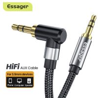 【YF】 Essager Aux Cable 3.5mm Jack Audio 90 Degree Right Angle Hifi 3.5 AUX Cord for Wired Headphones Xiaomi Speaker