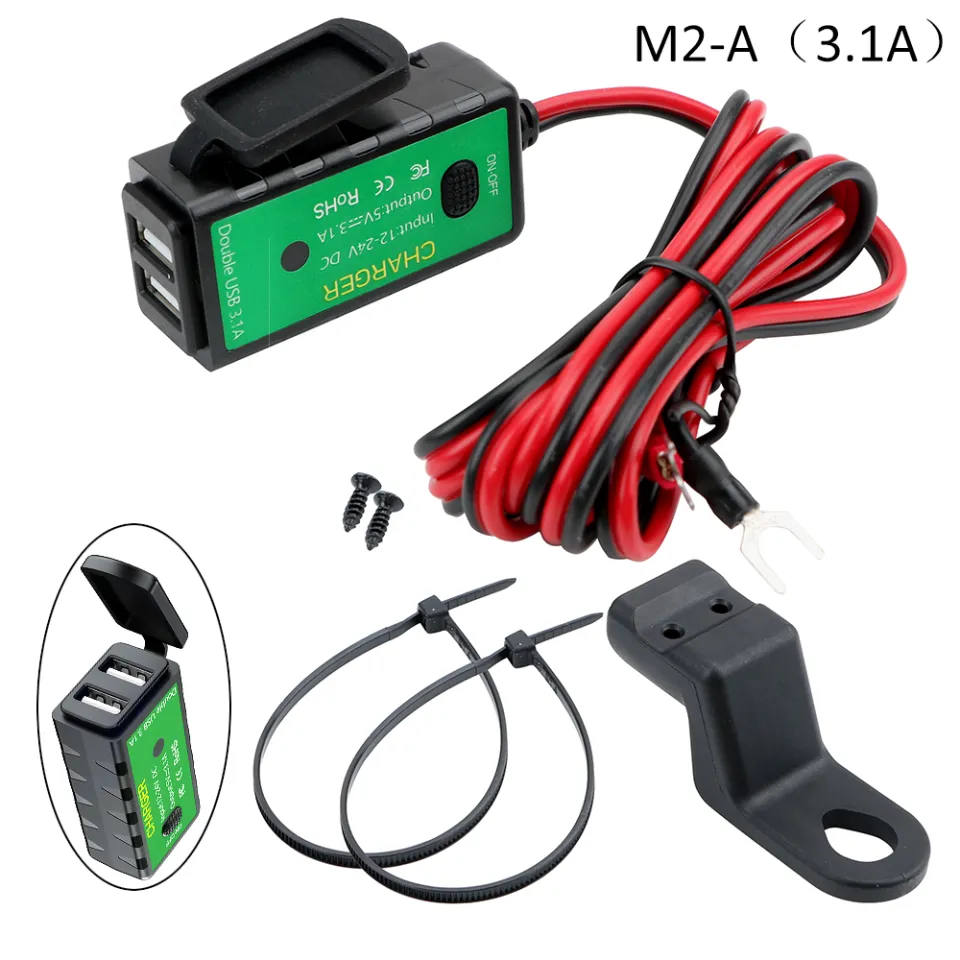 Motorcycle USB Charger Waterproof with Voltmeter On/Off Switch 12V SAE to Dual  USB Fast Charging Adapter for Phone 3.1A/4.8A TYPE-C Quick Disconnect Plug