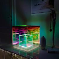RGB 3D Cube Acrylic USB Charging Night Light Creative Design Lamp LED Decoration Table Lighting for Home Livingroom Bar Club