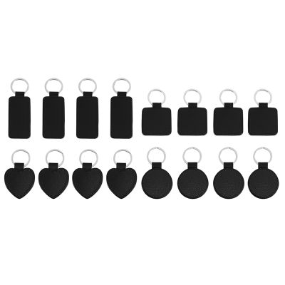 16 Pieces Sublimation Blanks Keychain PU Leather Keychain Heat Transfer Keychain Keyring Sublimation Keyrings DIY Craft