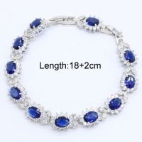 HotNatural Blue Sapphire Topaz สีขาว Zircon เงิน925ชุดเครื่องประดับสำหรับผู้หญิงต่างหูจี้สร้อยคอแหวน celet