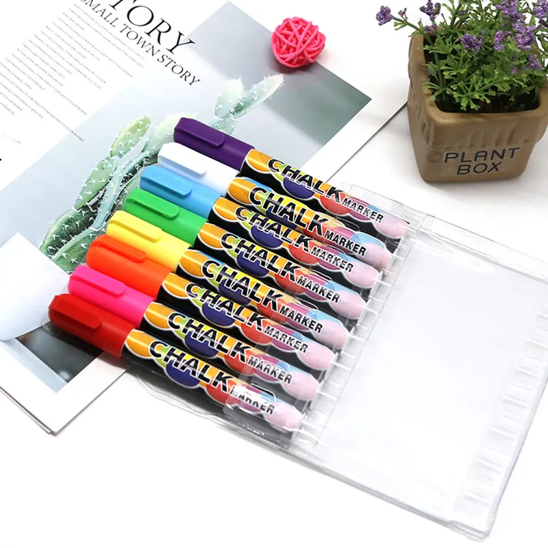 8PCS Liquid Chalk Markers DIY Mirror Pens Chalk Pens Easy Clean Up for  Nonporous Chalkboards Glass and Windows - AliExpress