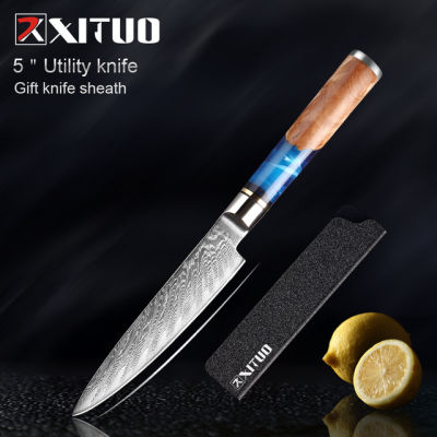 5 inch Utility Knife Japanese 67 Layer Damascus Super Steel Real Cook Knife Pretty Peeling Knife Super Sharp Kitchen Knife🔥พร้อมส่ง🔥ส่งจากร้าน Malcolm Store กรุงเทพฯ