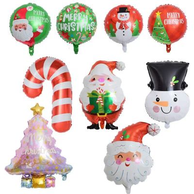 2022 new Christmas tree snowman head old man crutches aluminum foil balloon Christmas party New Year event decoration aluminum f Balloons