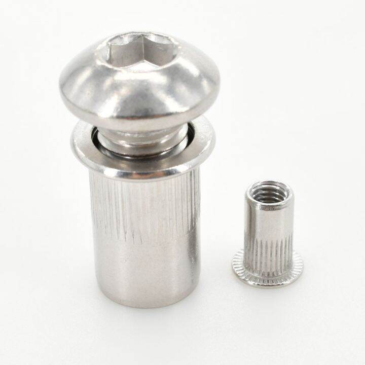 304-stainless-steel-rivet-nut-flat-head-thread-insert-nuts-rivets-hex-allen-screw-set-hexagonal-bolt-rivnut-m3-m4-m5-m6-m8-m10