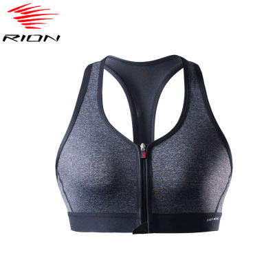 RION Women Zipper Push Up Sports Bra Vest Shockproof Gym Bras Underwear Fitness Athletic Running Yoga Sports Crop Tops