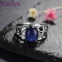 Nasiya Retro Natural 8*10MM Kyanite Ring S925 Sterling Silver Engagement Gemstone Vintage Party Anniversary Gift Fine Jewelry