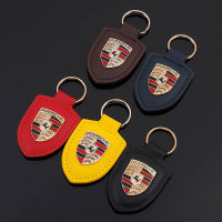 SP Porsche พวงกุญแจ Cayenne 911 718 Palamera Macan รถ Key Case จี้หนังโลโก้ Shield Chain