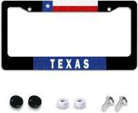 License Plate Frame Texas Flag Tag Decorative Aluminum Metal Cover for US Canada Standard Auto Vehicle Accessories 12.2x6.3 Inch