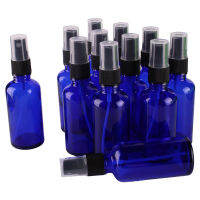 12pcs 50ml Cobalt Blue Glass Spray Bottle w Black Fine Mist Sprayer essential oil bottles empty cosmetic containers