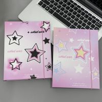 A5 Ring Hard Cover Binder Pink Star Bandage Collect Book 20PCS Refills Sleeves Kpop Postcards Sticker Organizer Photo Album