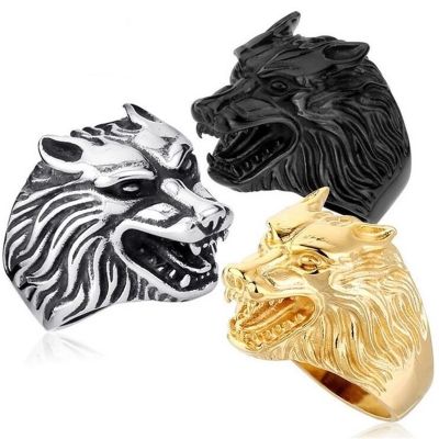 Fashion Men Rings Wolf Rings Punk Unisex Alloy Animal Jewelry Men Women Rings Birthday Gift Accessories
