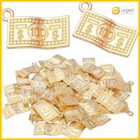 ORGANI 100pcs โลหะผสมอัลลอยด์ โลหะผสมทองเสน่ห์บิลสหรัฐ100ดอลลาร์ ทองสีทอง 0.90.51นิ้วค่ะ จี้เงินเสน่ห์แบบ DIY ทนทานและยาวนาน เครื่องรางดีไอวาย สาวๆ