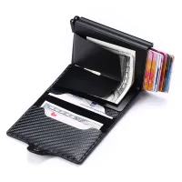 2021 Rfid Men Card Wallets Free Name Engraving Carbon Fiber Slim Mini Wallet 14 Card Holders Small Money Bag Male Purses