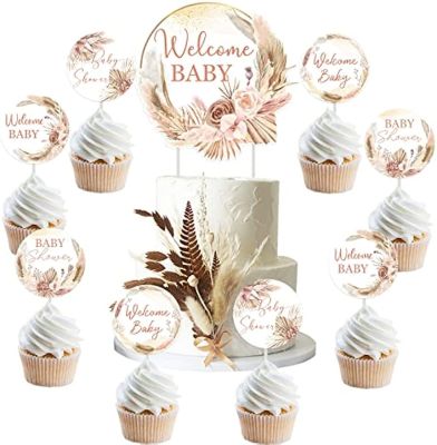 Jollyboom อุปกรณ์ตกแต่งหน้าของตกแต่งคัพเค้กของเด็กทารก25ชิ้น,Dekorasi Baby Shower Boho Pampas สำหรับเด็กผู้หญิง,ที่ปักคัพเค้กรูปหญ้า,ของตกแต่งเค้กเด็กอาบน้ำสไตล์โบโฮสำหรับงานวันเกิดของตกแต่งงานปาร์ตี้เด็กผู้หญิงเด็กผู้ชาย