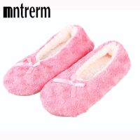 [NEW EXPRESS] 2020 Cute Bowtie Warm Winter Women Indoor Slippers Bedroom House Soft Bottom Flats Christmas Gift Sewing Girl ballet shoes