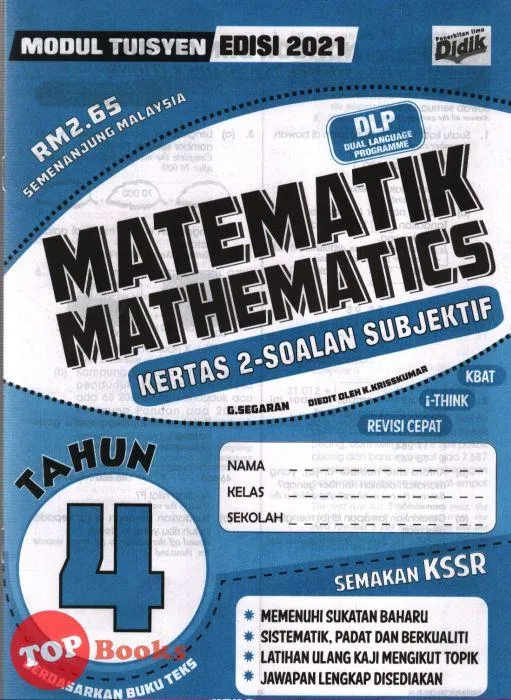 Modul Tuisyen Matematik Kertas 2 Soalan Subjektif Tahun 4 KSSR ...