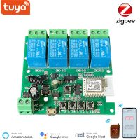 สวิตช์ Zigbee อัจฉริยะโมดูล4ช่องพร้อม RF433สวิตช์ Zigbee 5-32V ทำงาน DIY กับ Alexa Smartthing แอปรีโมทคอนโทรล Ewelink