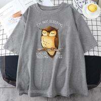 I’M Just Resting My Eyes Owl Printing Men/Women Tshirt Spring 100% Cotton Tops Style Tee Shirts Scenery Female/Male T-Shirt