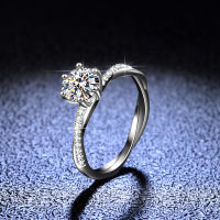 0.5 Carat1 Carat Round Moissanite Stone Ring 925 Silver Women Anniversary Wedding Bands Jewelry