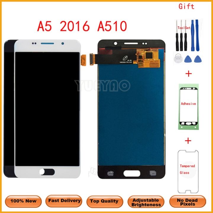 สำหรับ Samsung Galaxy A5 A510 A510fd A510m A510f จอแสดงผล Lcd พร้อมปรับแต่งความสว่างประกอบ Digitizer หน้าจอสัมผัส