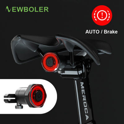 NEWBOLER Auto StartStop Flashlight For Bicycle Bike Rear Light ke Sensing IPx6 Waterproof LED USB Charging Cycling Taillight