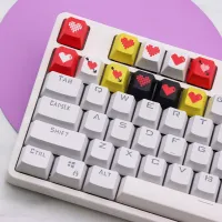 「Miss qis keycap」น่ารัก Kawaii ปุ่มกดปุ่มกดส่วนบุคคลแทนที่กะโหลกรูปหัวใจตัวอักษรจีนอาหารเสริมหมวกฮาร์ดดิสก์กล