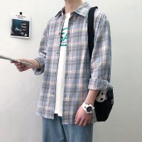 CODAndrew Hearst ?READY STOCK? Plaid Shirt Korean Fashion Loose Long Sleeve Shirt Men Plaid Shirt Fashion Shirt Men Thin Coat