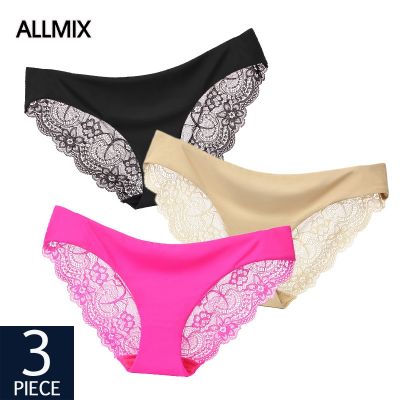 （A So Cute） ALLMIX 3ชิ้น/ล็อตผู้หญิงเซ็กซี่39; S กลวงออกกางเกงชุดชุดชั้นใน SeamlessBriefs แนวราบหญิงกางเกงนุ่ม SexyLingerie