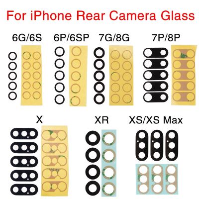 1pcs ด้านหลัง กล้อง เลนส์ ฝาครอบกระจกสําหรับ iPhone 6 6S 7 8 Plus X XR XS 11 12 Mini Pro Max พร้อมชิ้นส่วนซ่อมสติกเกอร์กาว 3M