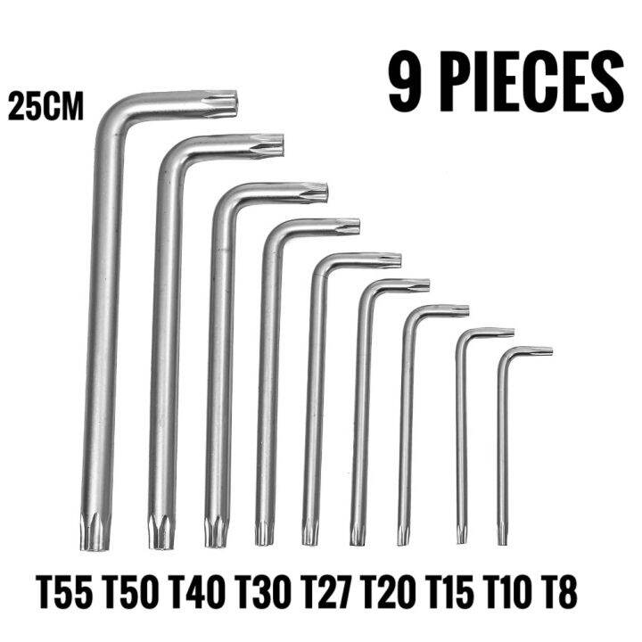 9 Piece Hex Key Allen Wrench Set, Metric Extra Long Arm Star Wrenches