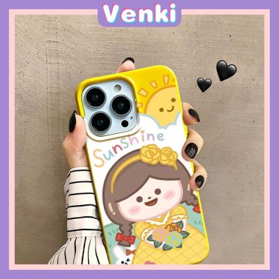 VENKI - เคสไอโฟน11 เคส iPhone Soft TPU เคสลูกอมสีเหลืองมันวาวน่ารัก Sunshine Girl ป้องกันกล้องกันกระแทกสำหรับ iPhone 14 13 12 11 Pro Max 7 8 Plus X XR