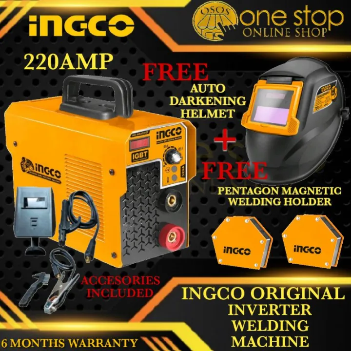 Kt ⊿Ingco Inverter Welding Machine 320A 220A w FREE welding helmet 2 pc holder OSOS